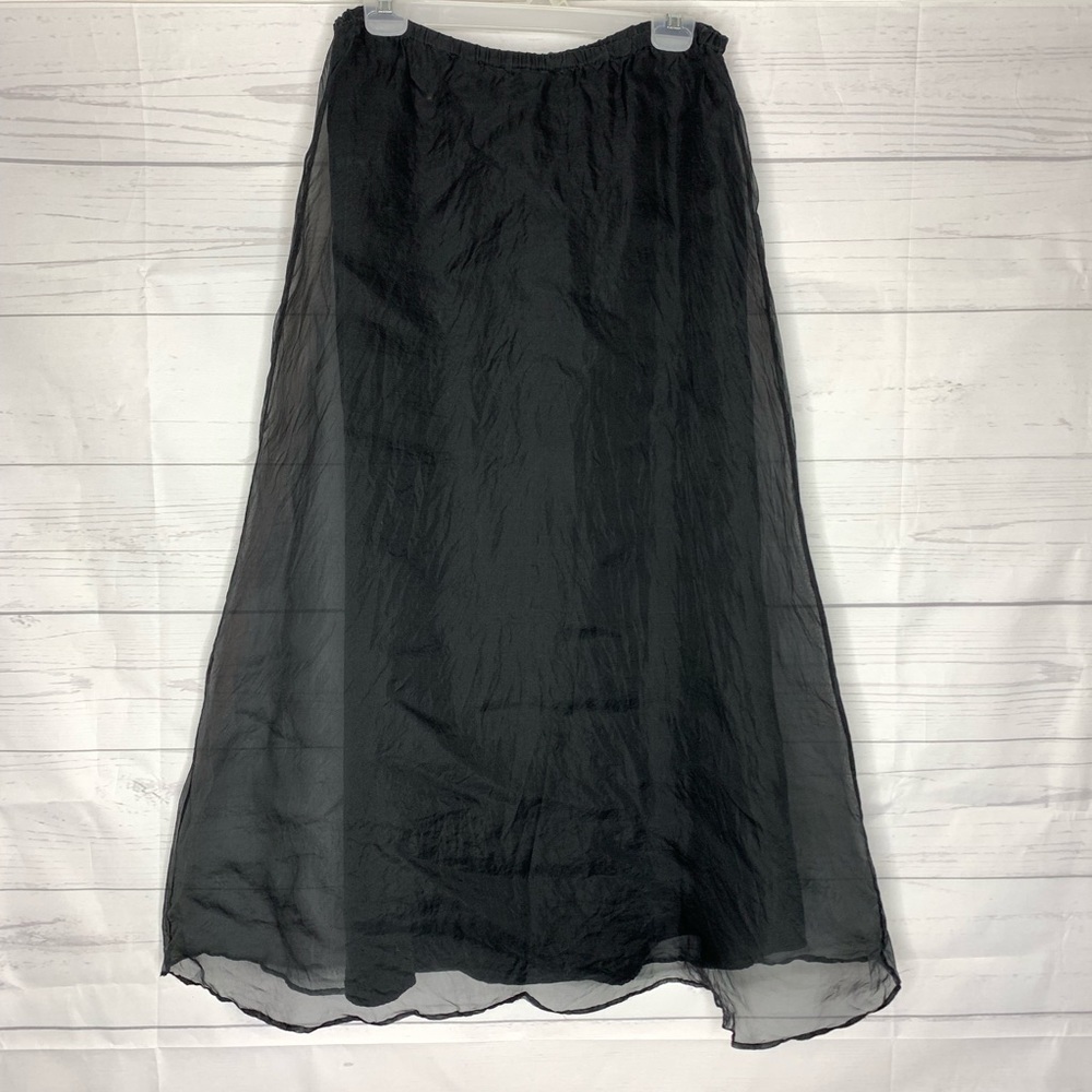 Eileen Fisher black silk maxi skirt size small
